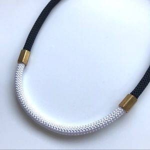 Black + white statement necklace with brass pieces